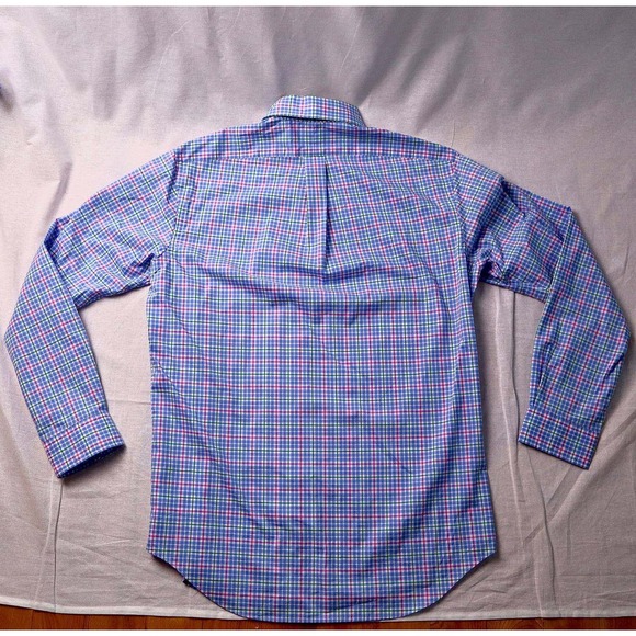 Ralph‎ Lauren Men Plaid Blue Pink Button Down Shirt Pony Long Sleeve Medium M - Picture 3 of 8